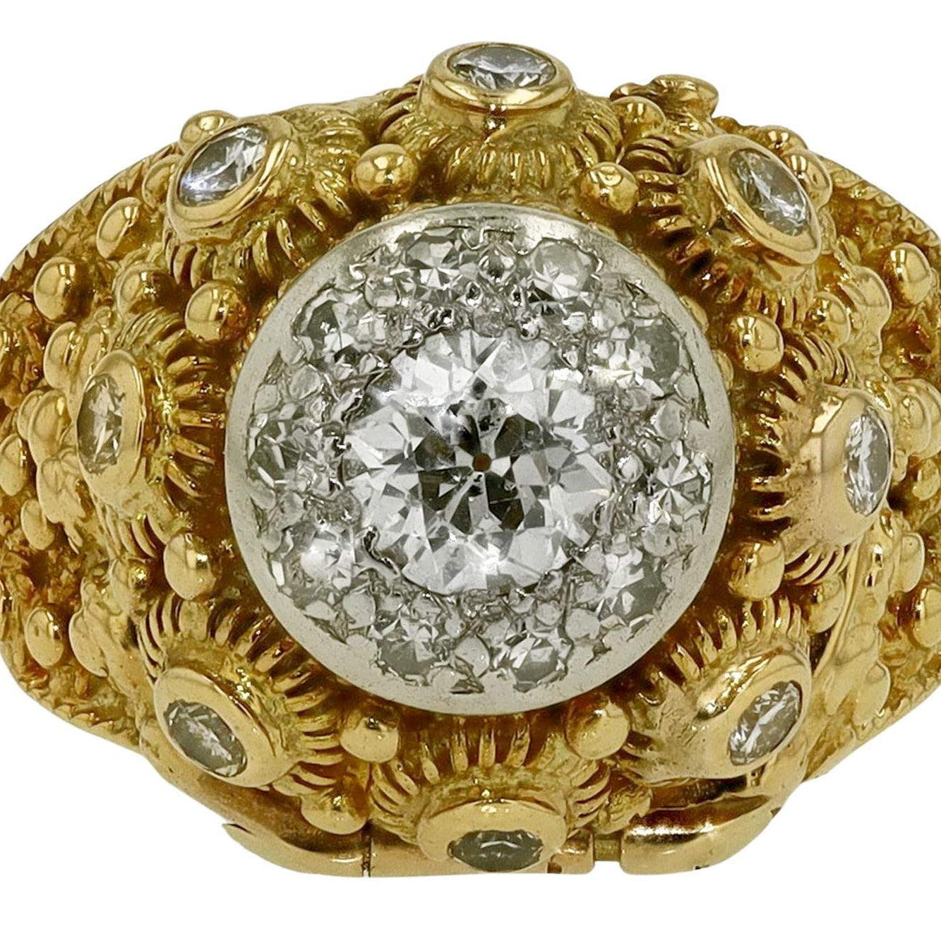 Antique Etruscan Revival Diamond Poison Ring