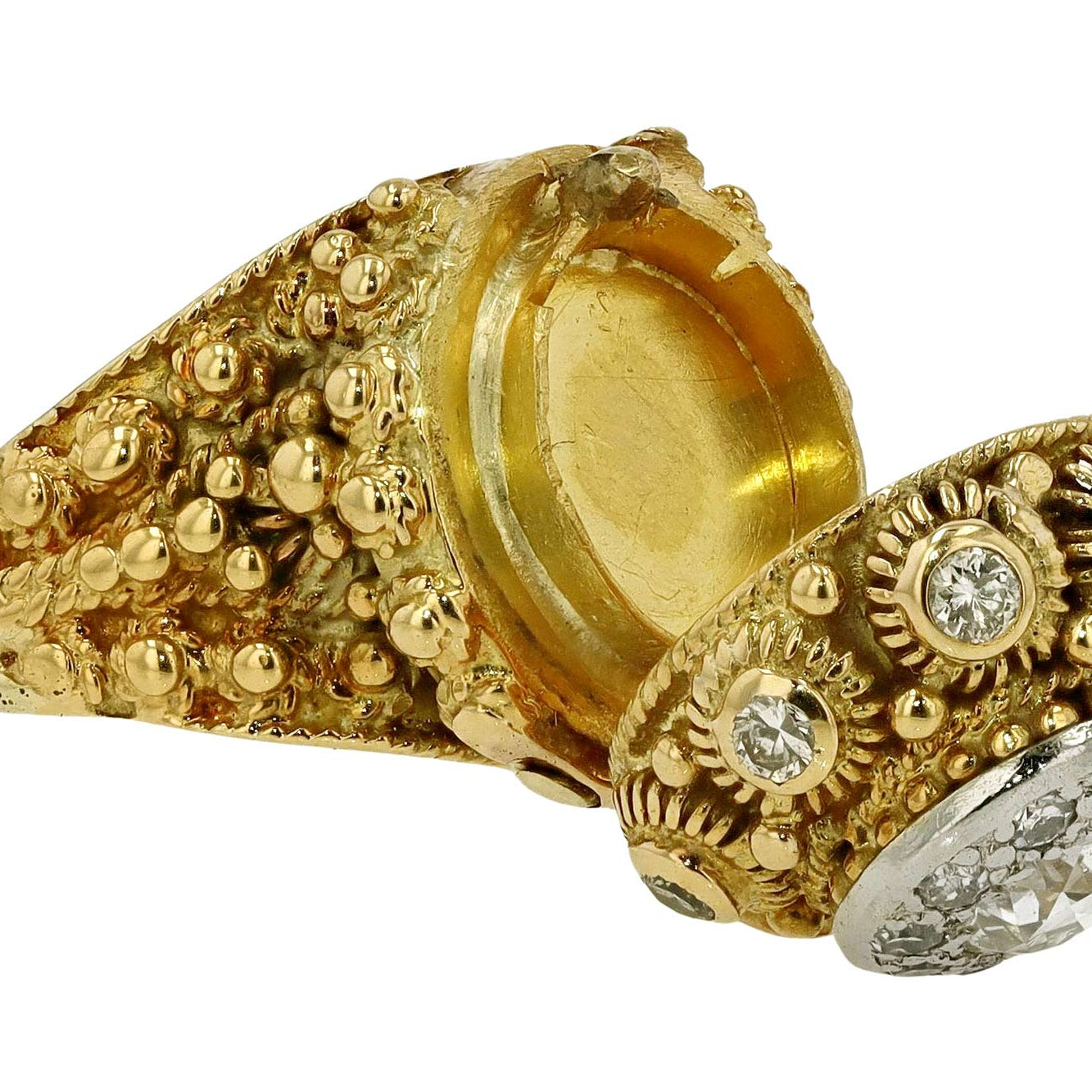 Antique Etruscan Revival Diamond Poison Ring