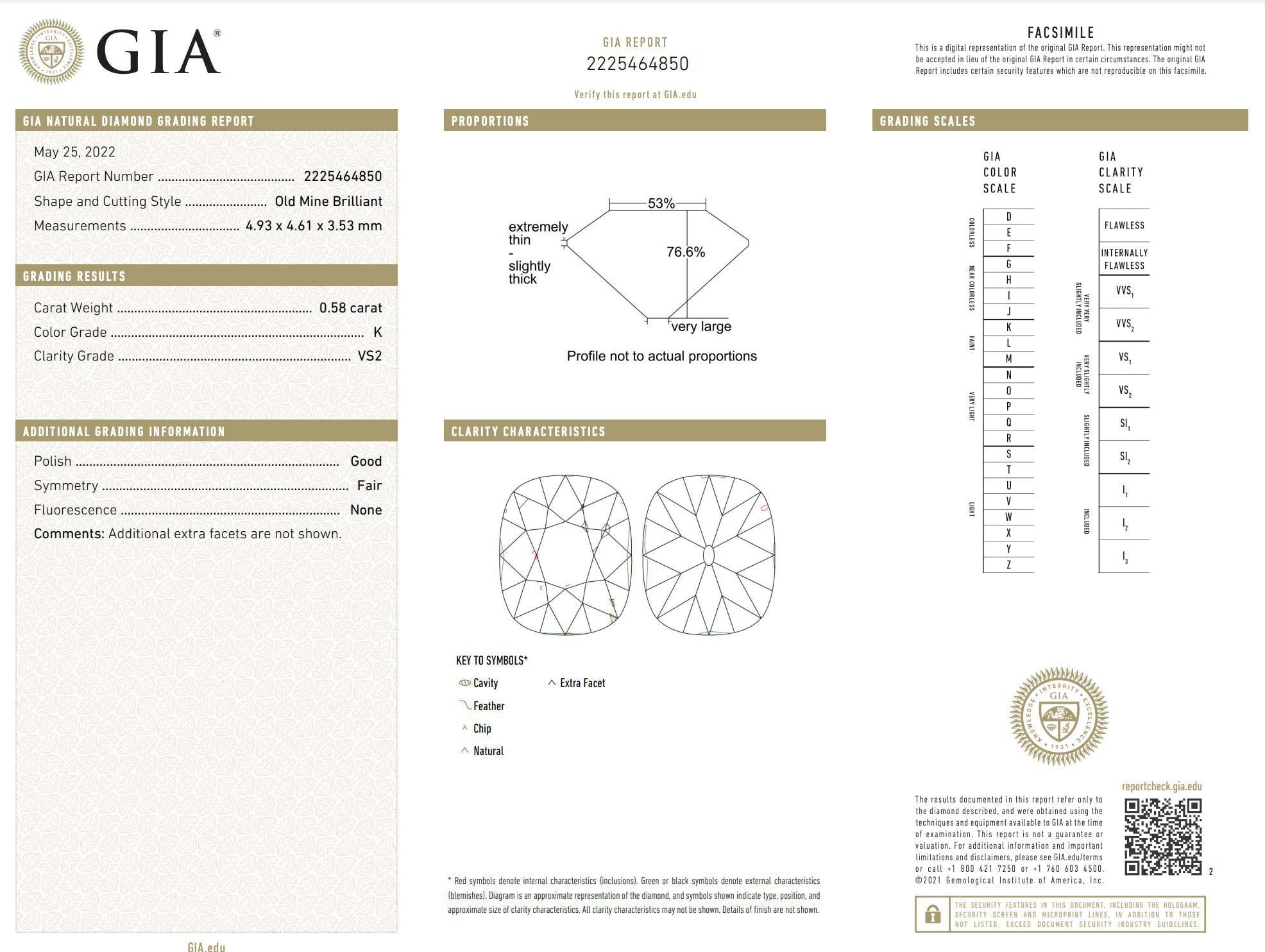 Antique Filigree Solitaire GIA Certified Diamond Engagement Ring