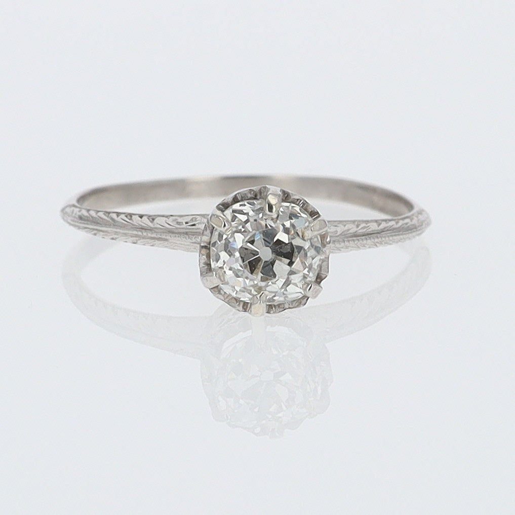 Antique Filigree Solitaire GIA Certified Diamond Engagement Ring