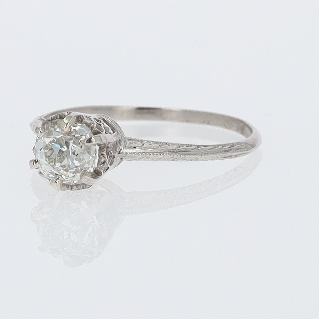 Antique Filigree Solitaire GIA Certified Diamond Engagement Ring