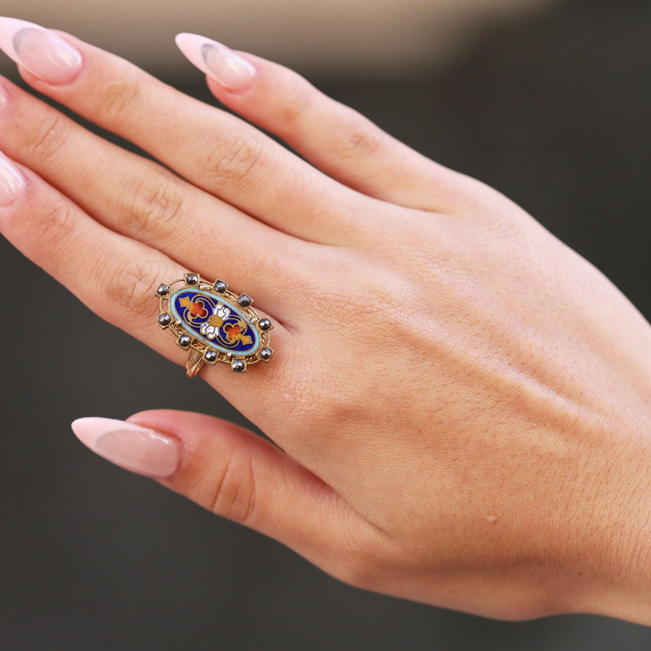 Antique Georgian Enamel Shield Ring