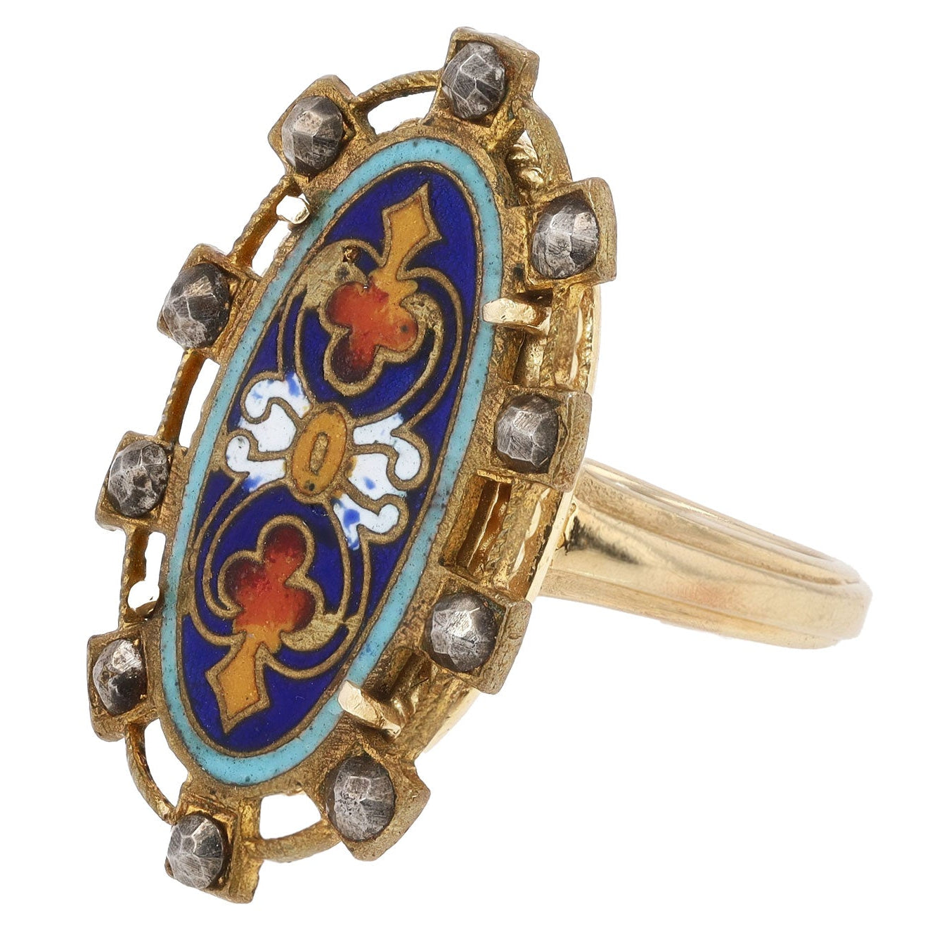 Antique Georgian Enamel Shield Ring