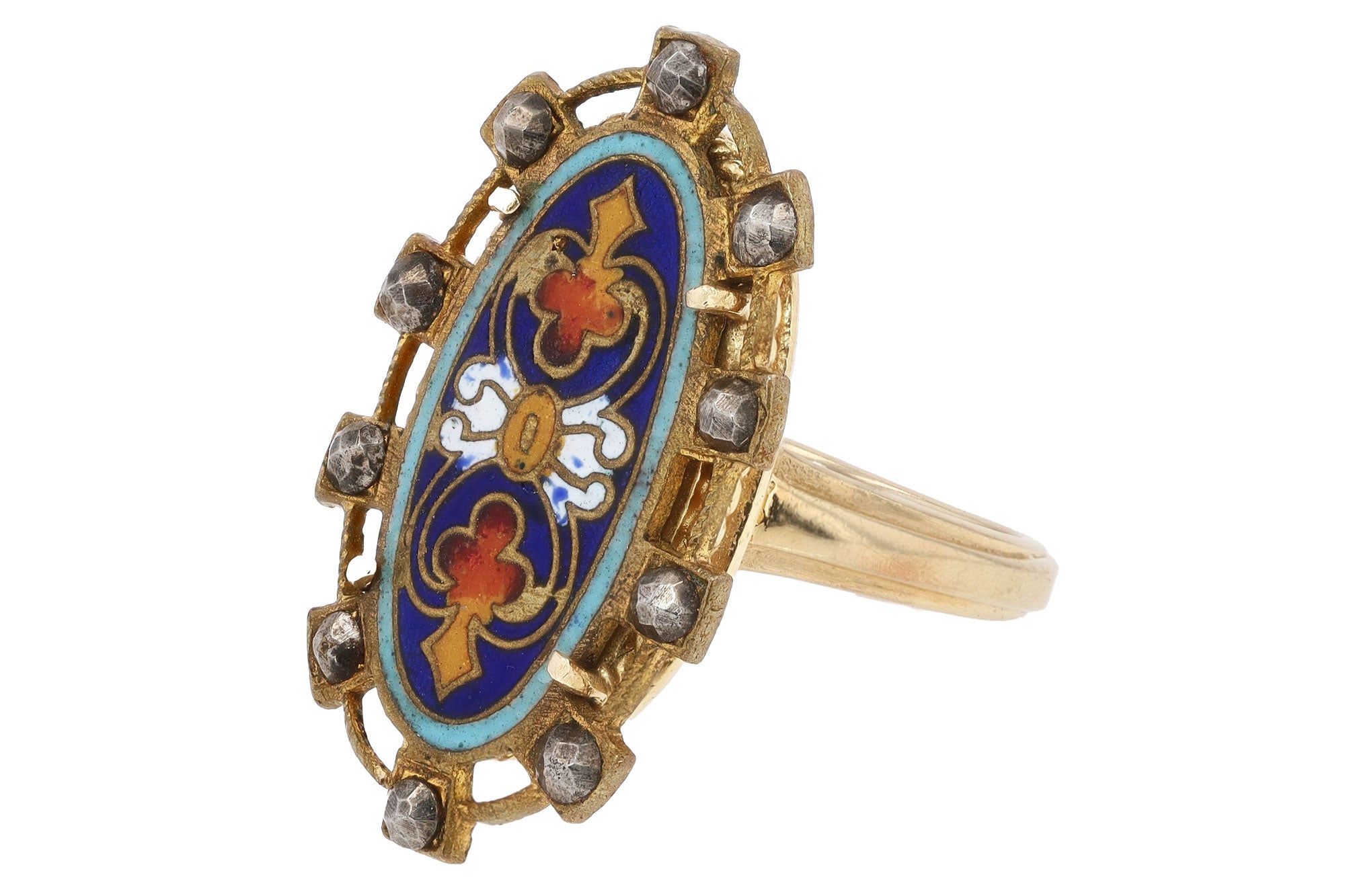 Antique Georgian Enamel Shield Ring