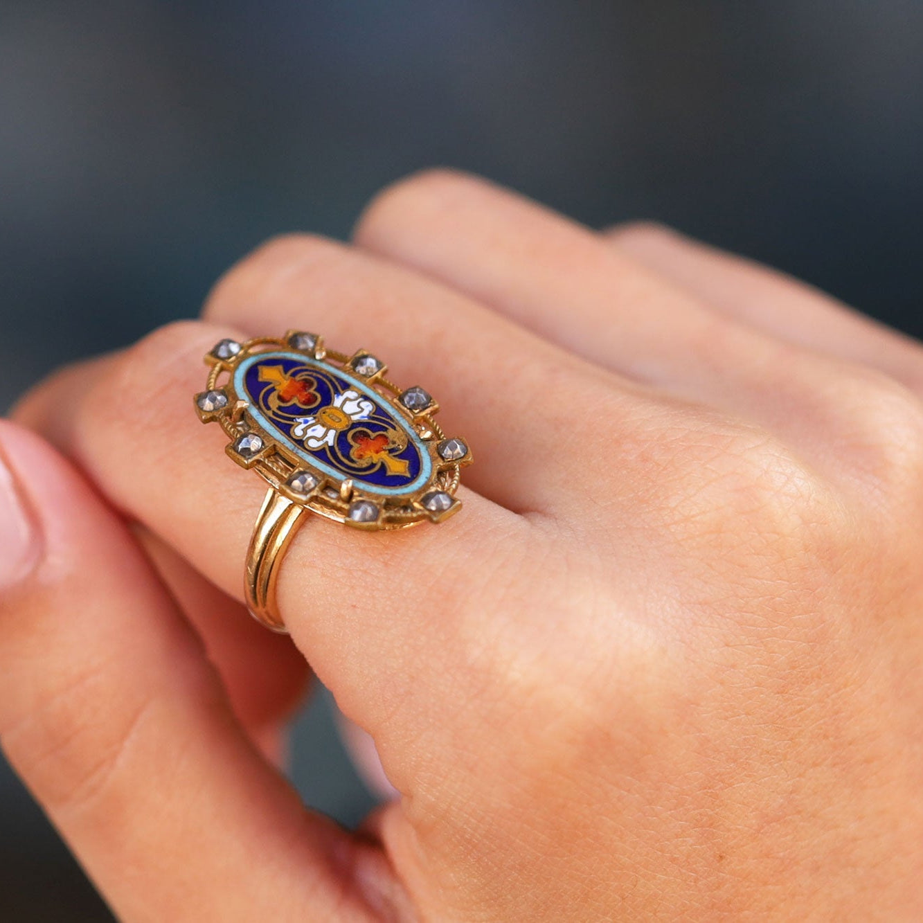 Antique Georgian Enamel Shield Ring