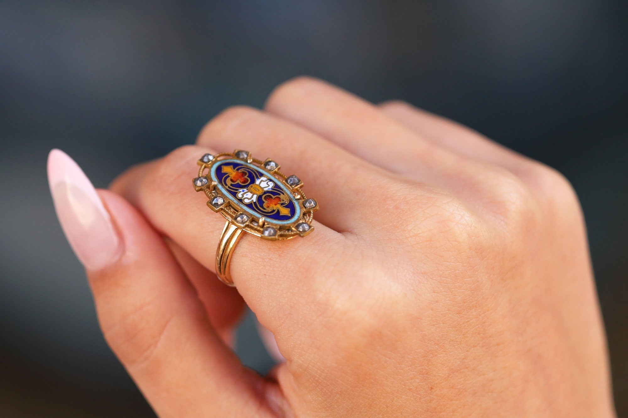 Antique Georgian Enamel Shield Ring