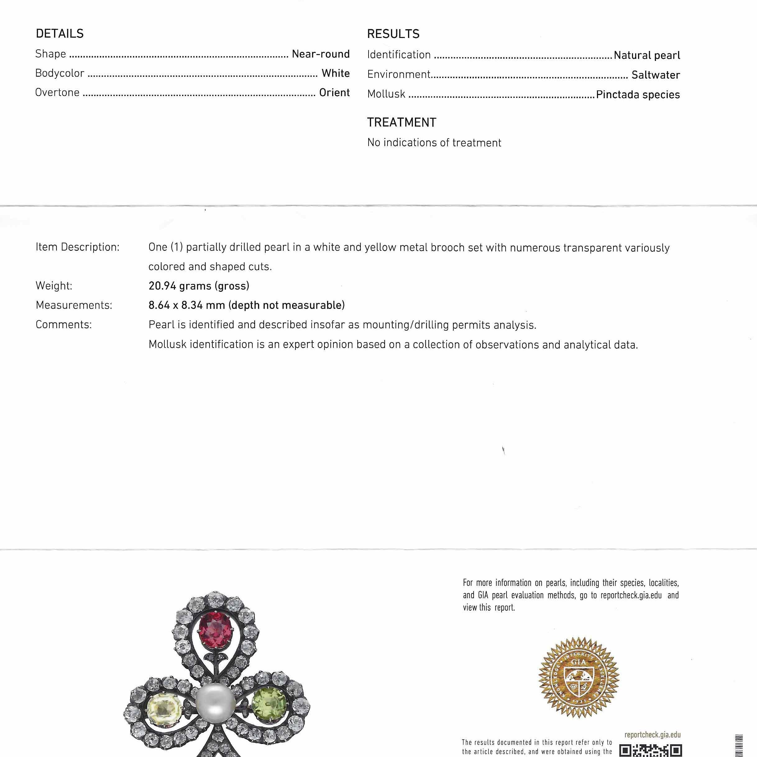 GIA Certified 12 Carat Gemstone Antique Brooch Playing Card Suit Poker