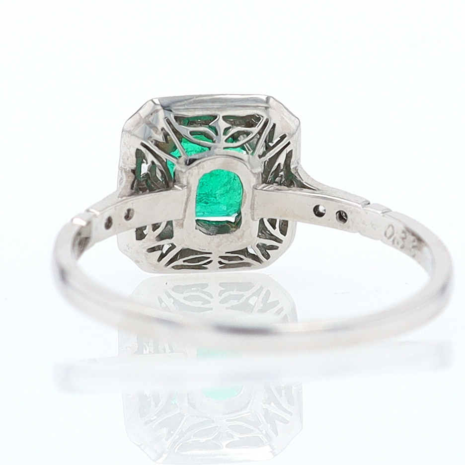 Antique Inspired Colombian Emerald Engagement Ring