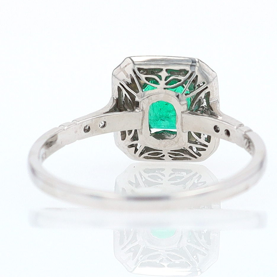 Antique Inspired Colombian Emerald Engagement Ring