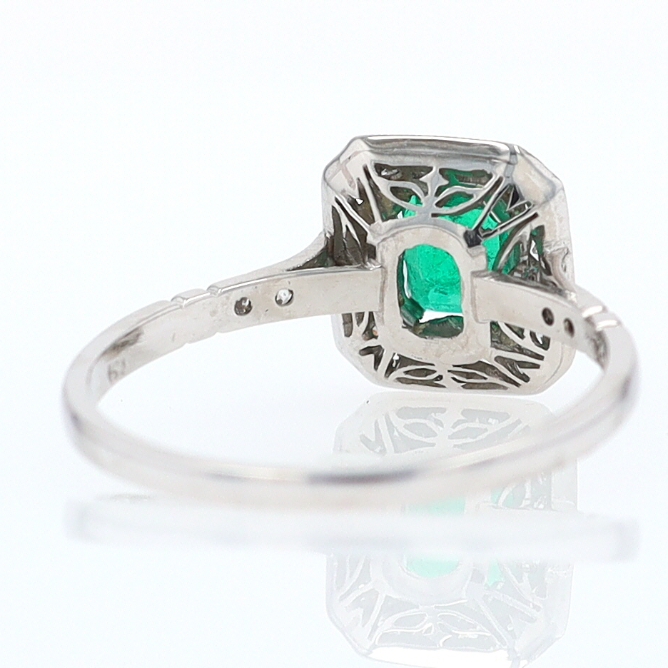 Antique Inspired Colombian Emerald Engagement Ring