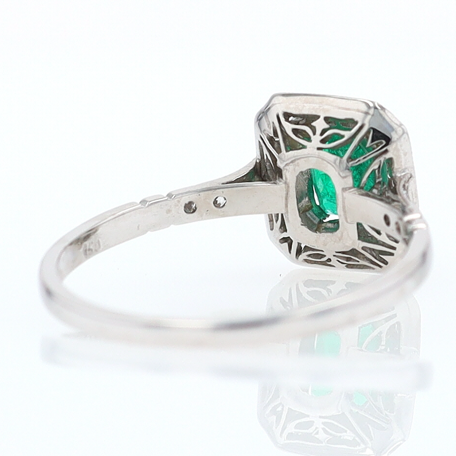 Antique Inspired Colombian Emerald Engagement Ring