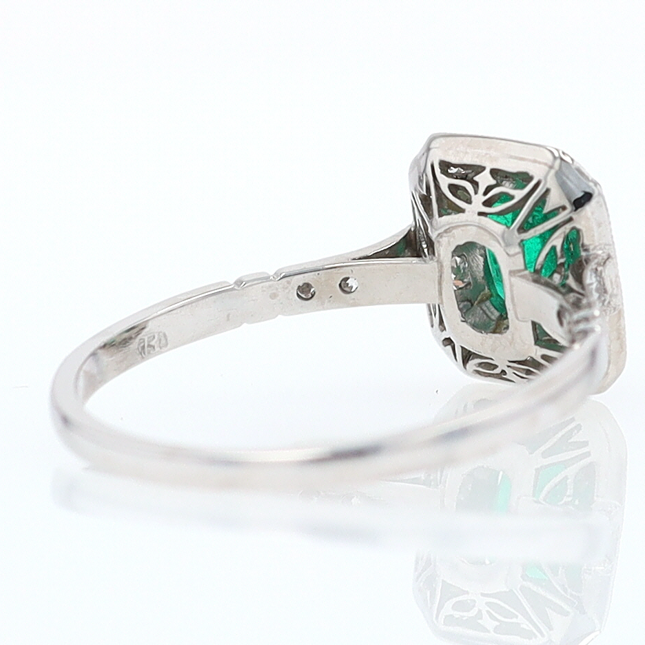 Antique Inspired Colombian Emerald Engagement Ring