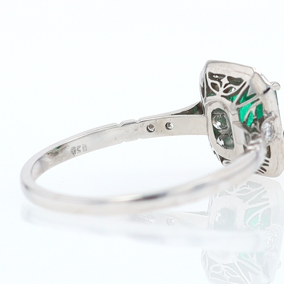 Antique Inspired Colombian Emerald Engagement Ring