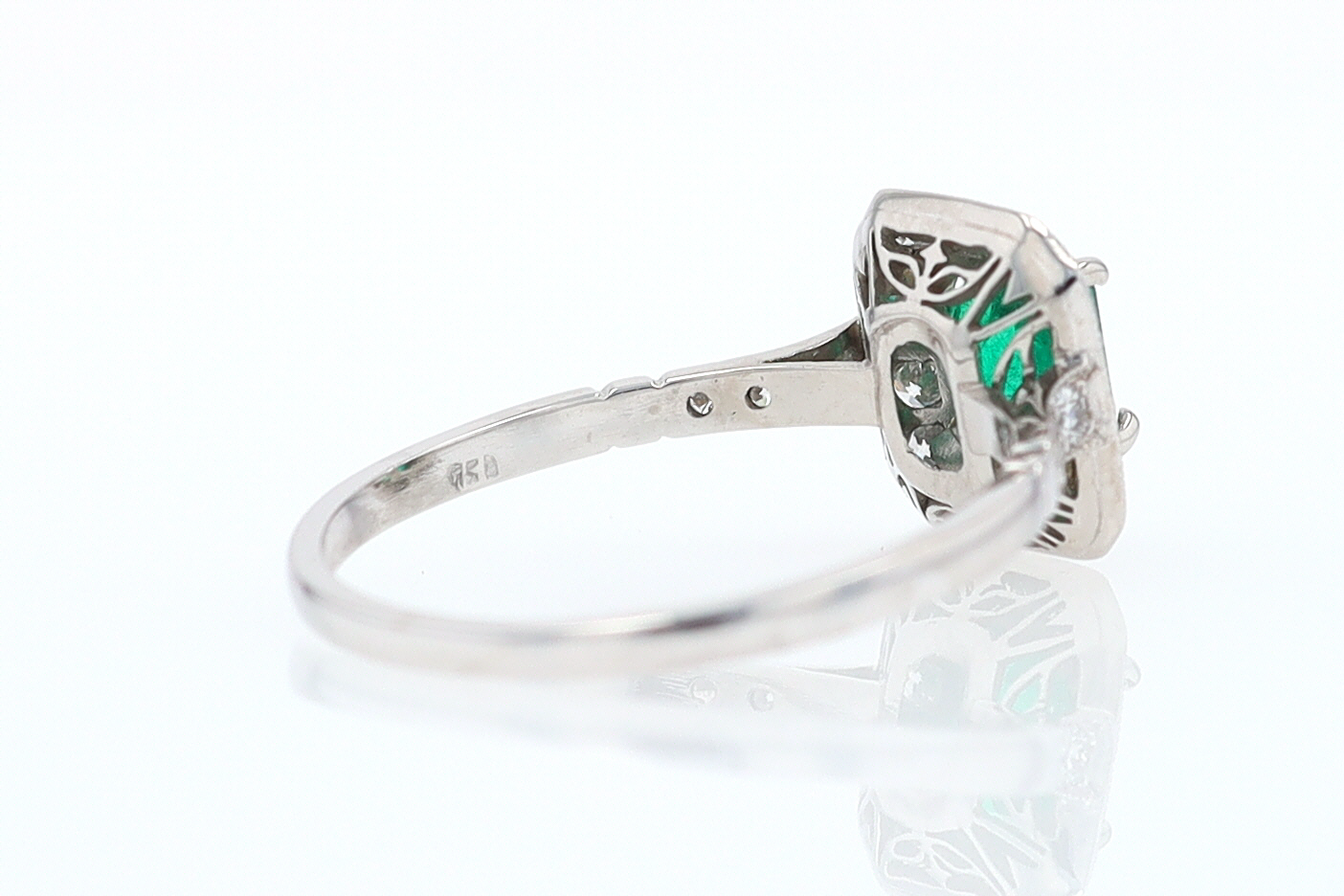 Antique Inspired Colombian Emerald Engagement Ring