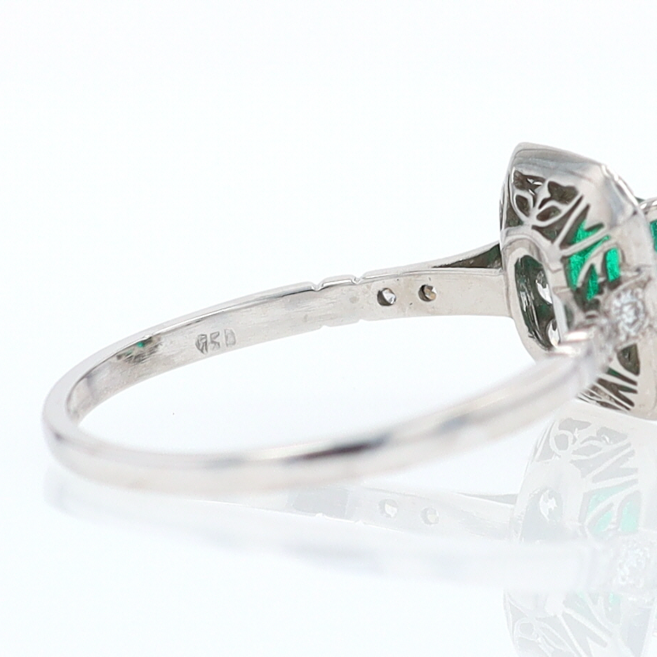 Antique Inspired Colombian Emerald Engagement Ring