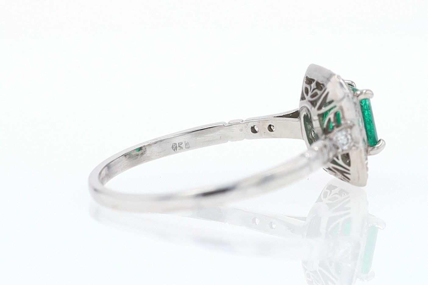 Antique Inspired Colombian Emerald Engagement Ring
