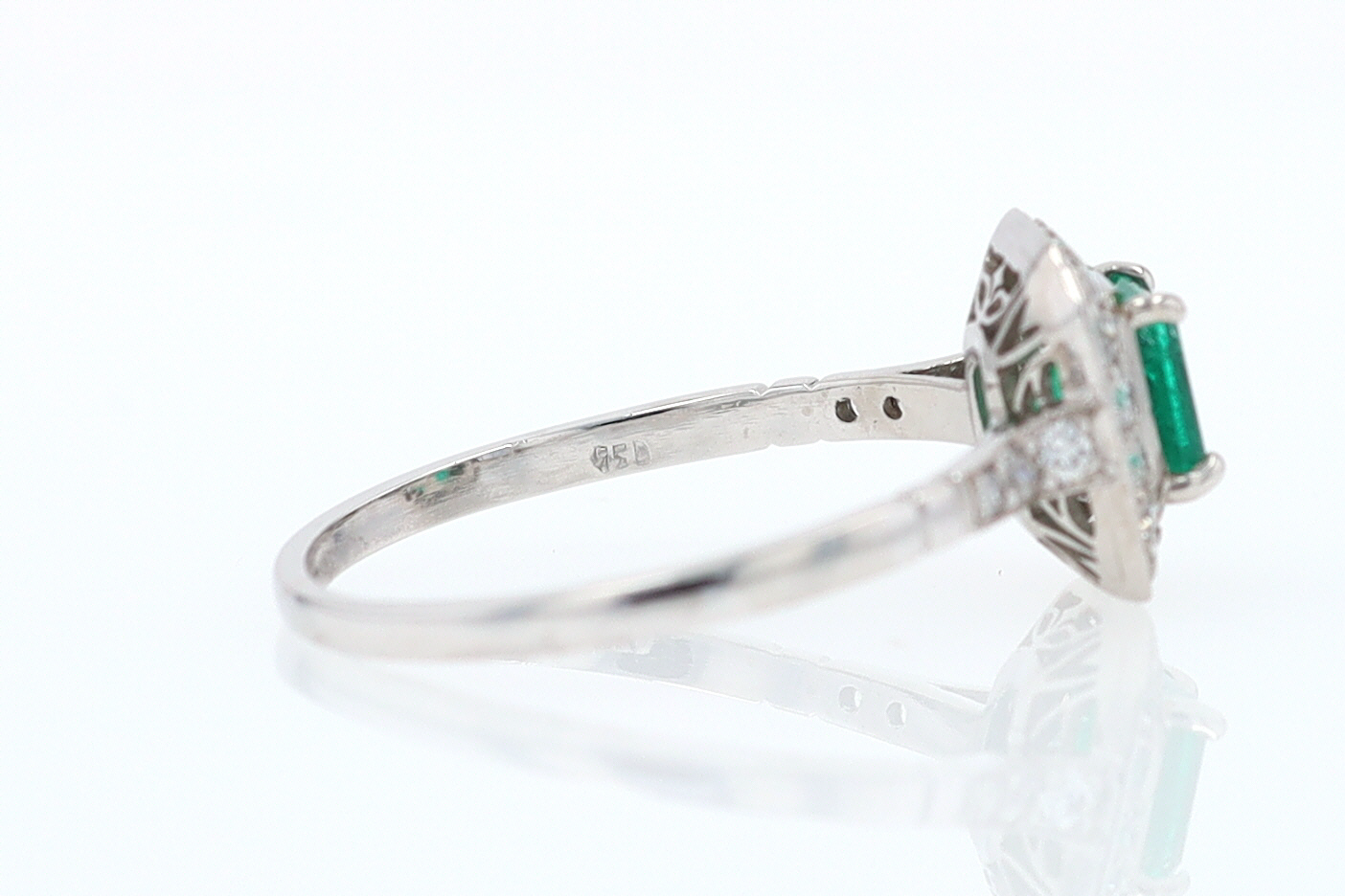 Antique Inspired Colombian Emerald Engagement Ring