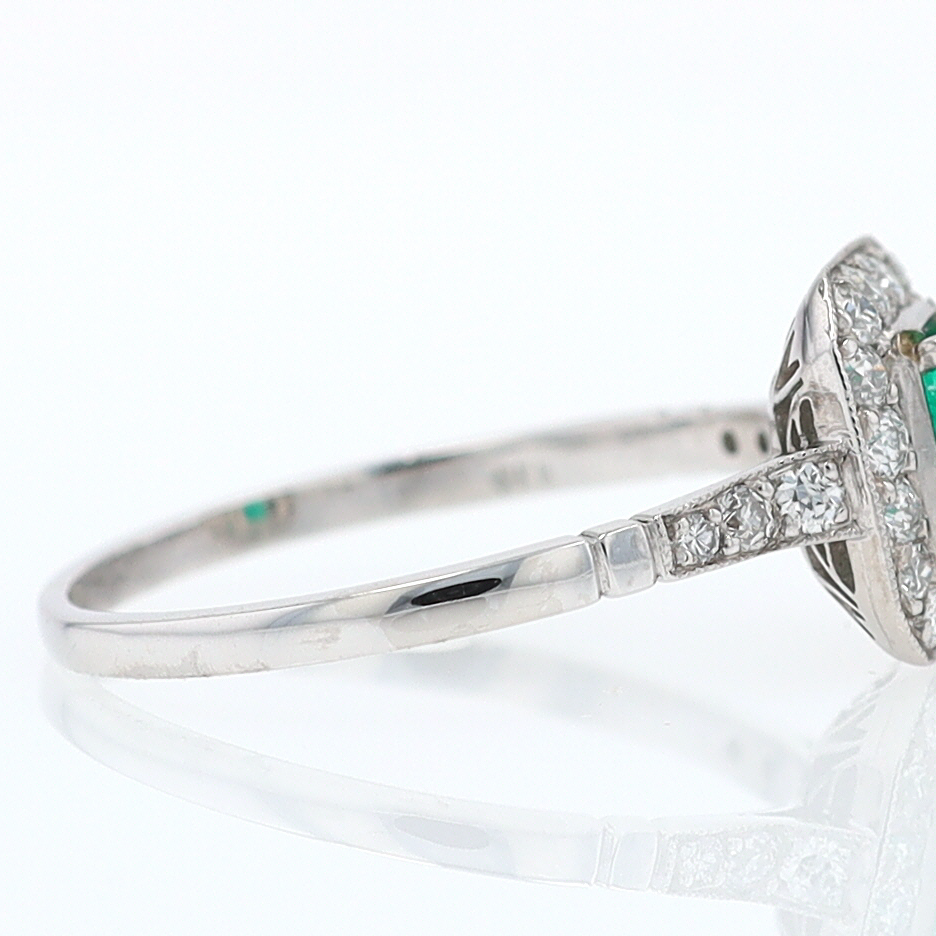 Antique Inspired Colombian Emerald Engagement Ring