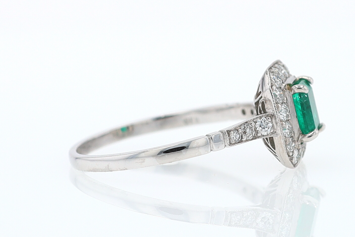Antique Inspired Colombian Emerald Engagement Ring