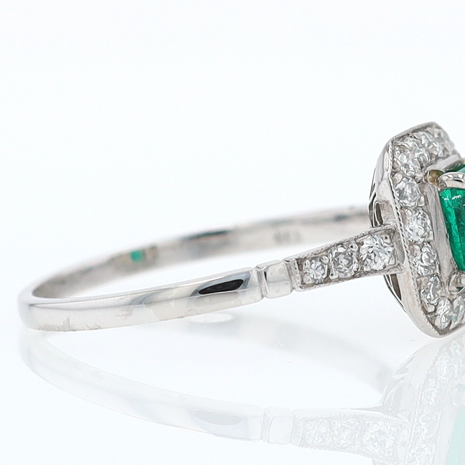 Antique Inspired Colombian Emerald Engagement Ring