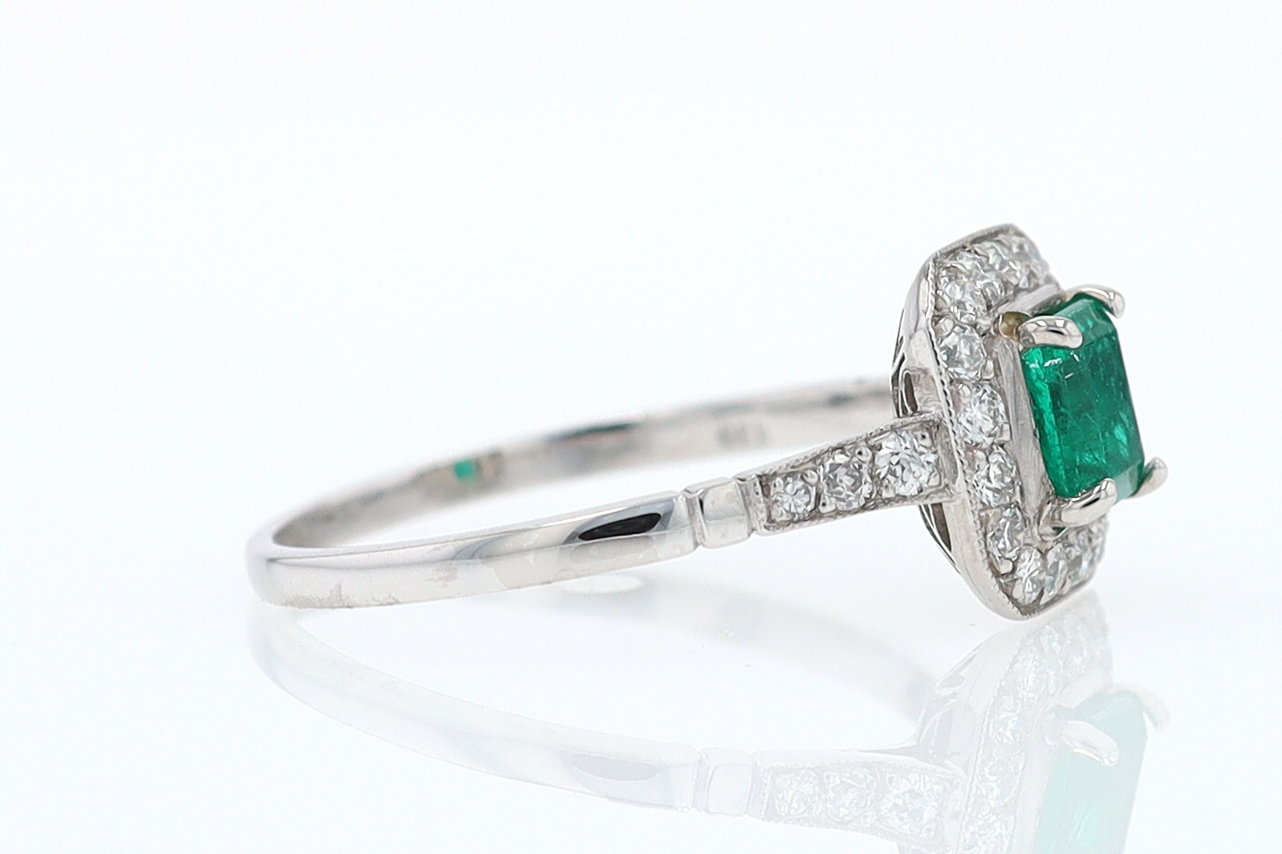 Antique Inspired Colombian Emerald Engagement Ring