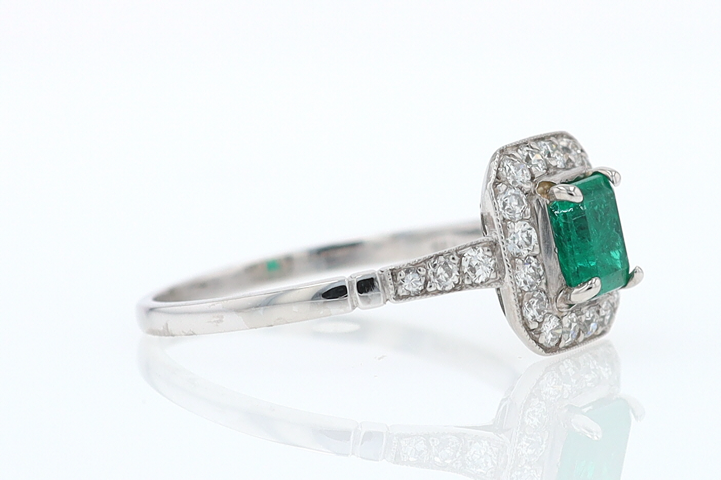Antique Inspired Colombian Emerald Engagement Ring