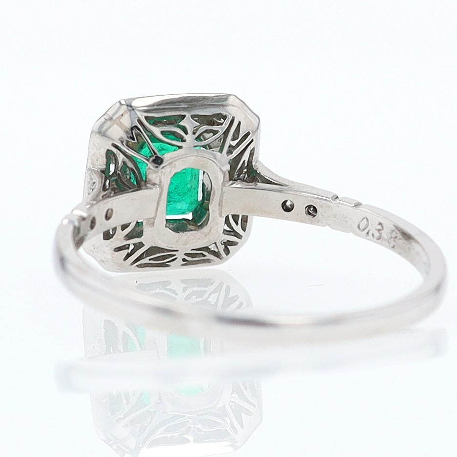 Antique Inspired Colombian Emerald Engagement Ring