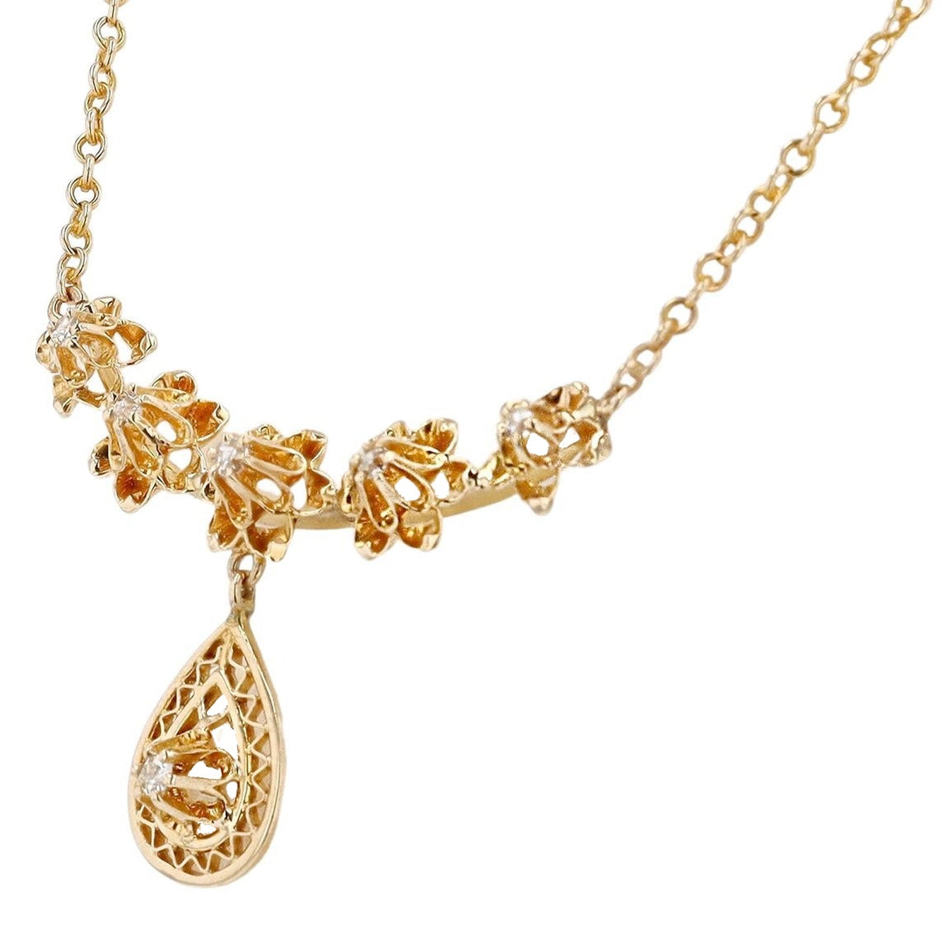 Antique Victorian Diamond Flower Bib Necklace