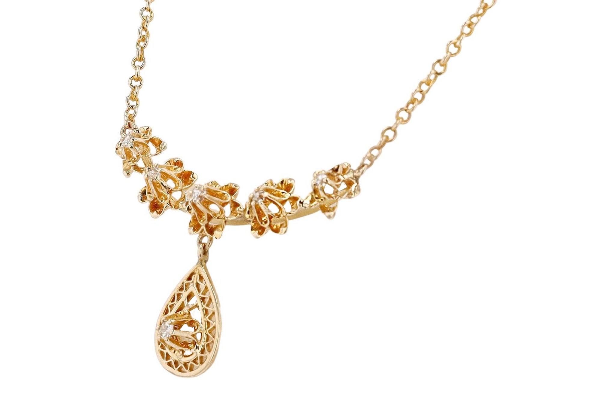 Antique Victorian Diamond Flower Bib Necklace