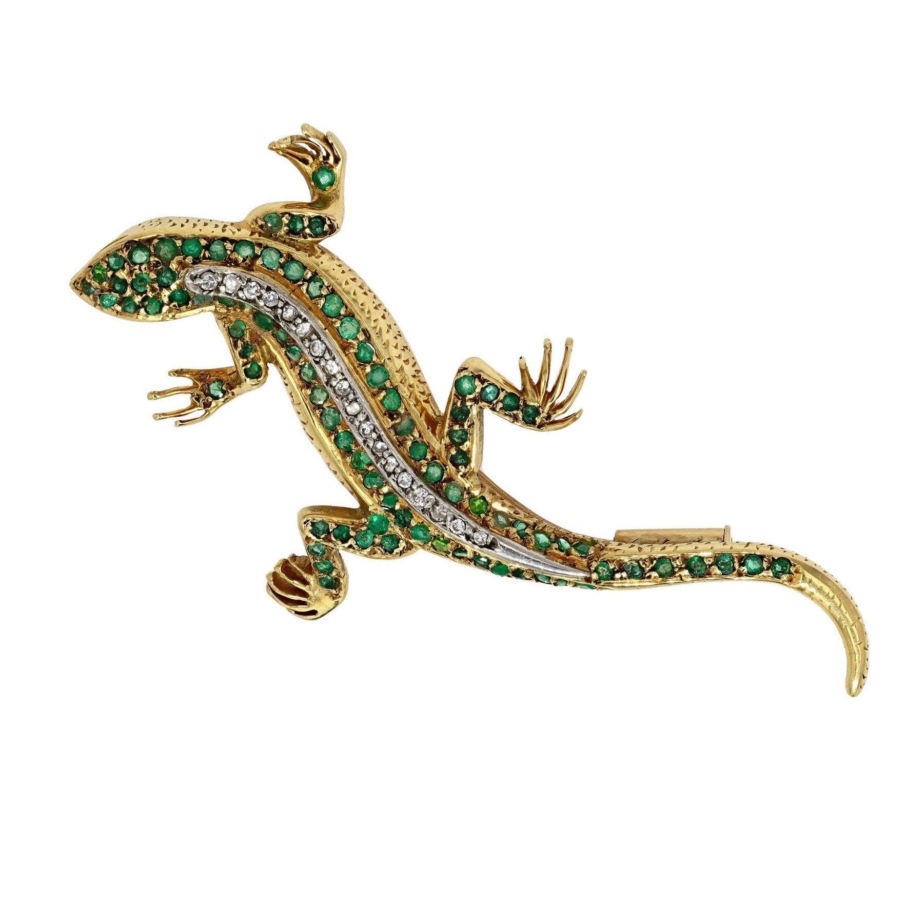 Antique Victorian Emerald Lizard Brooch Pin