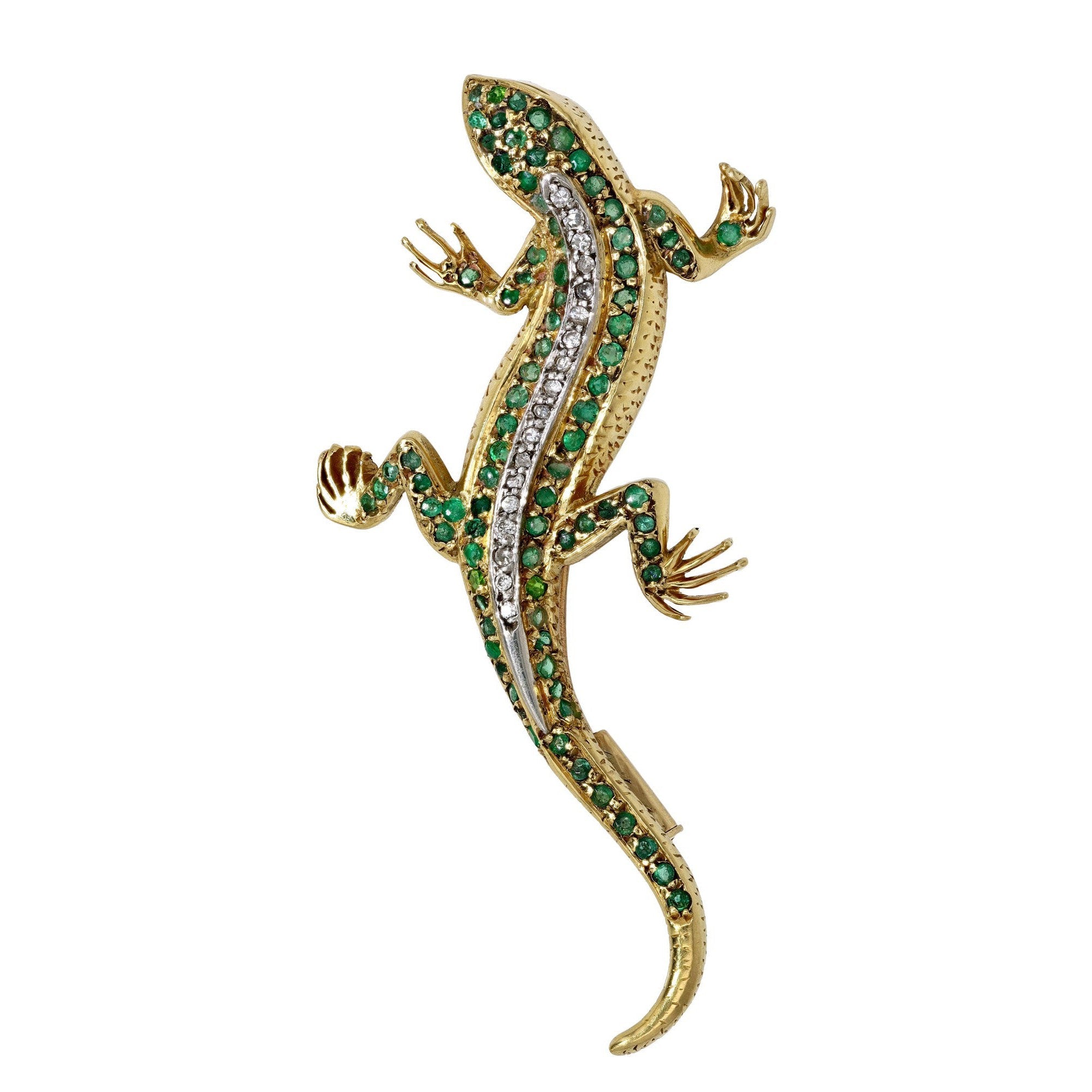 Antique Victorian Emerald Lizard Brooch Pin