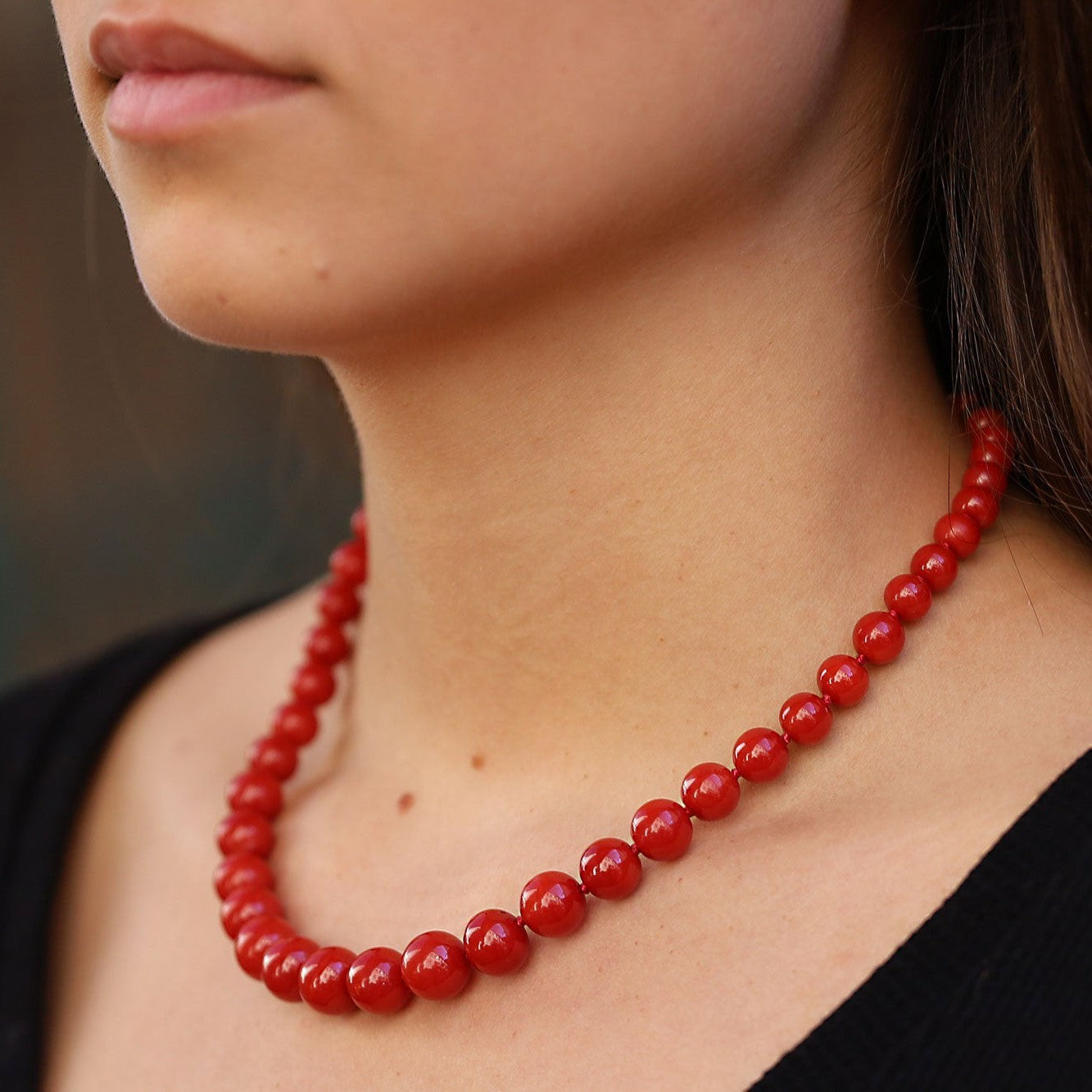 Antique Victorian Ox Blood Coral Bead Necklace