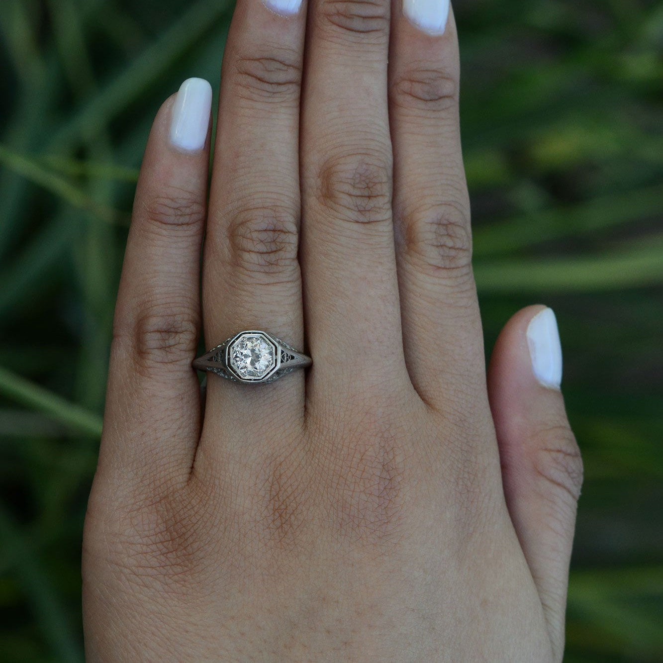 Art Deco 1 Carat Old European Diamond Solitaire Engagement Ring