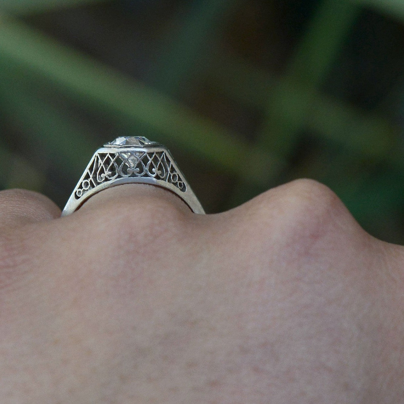 Art Deco 1 Carat Old European Diamond Solitaire Engagement Ring