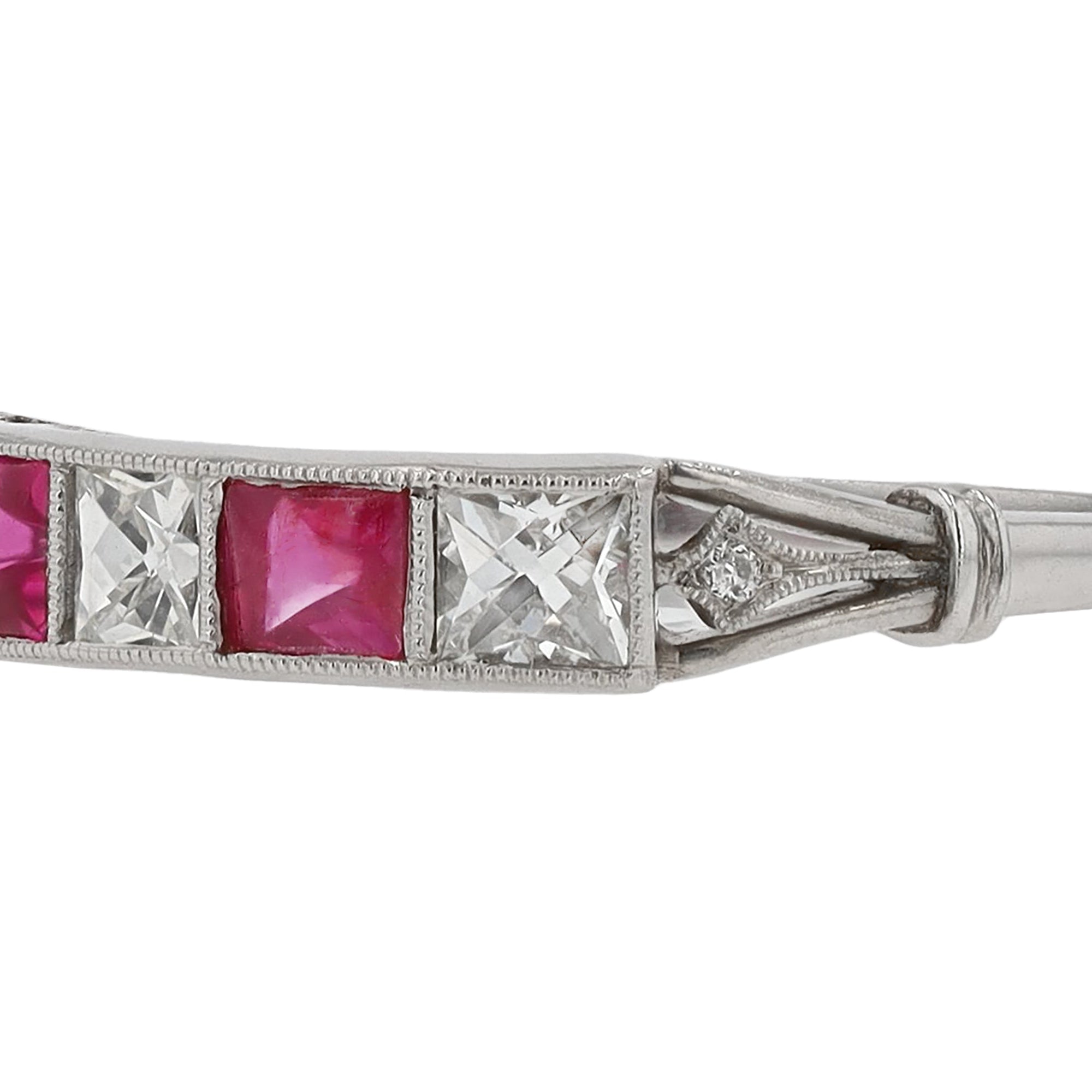 Art Deco 1920s French Cut Diamond Ruby Band