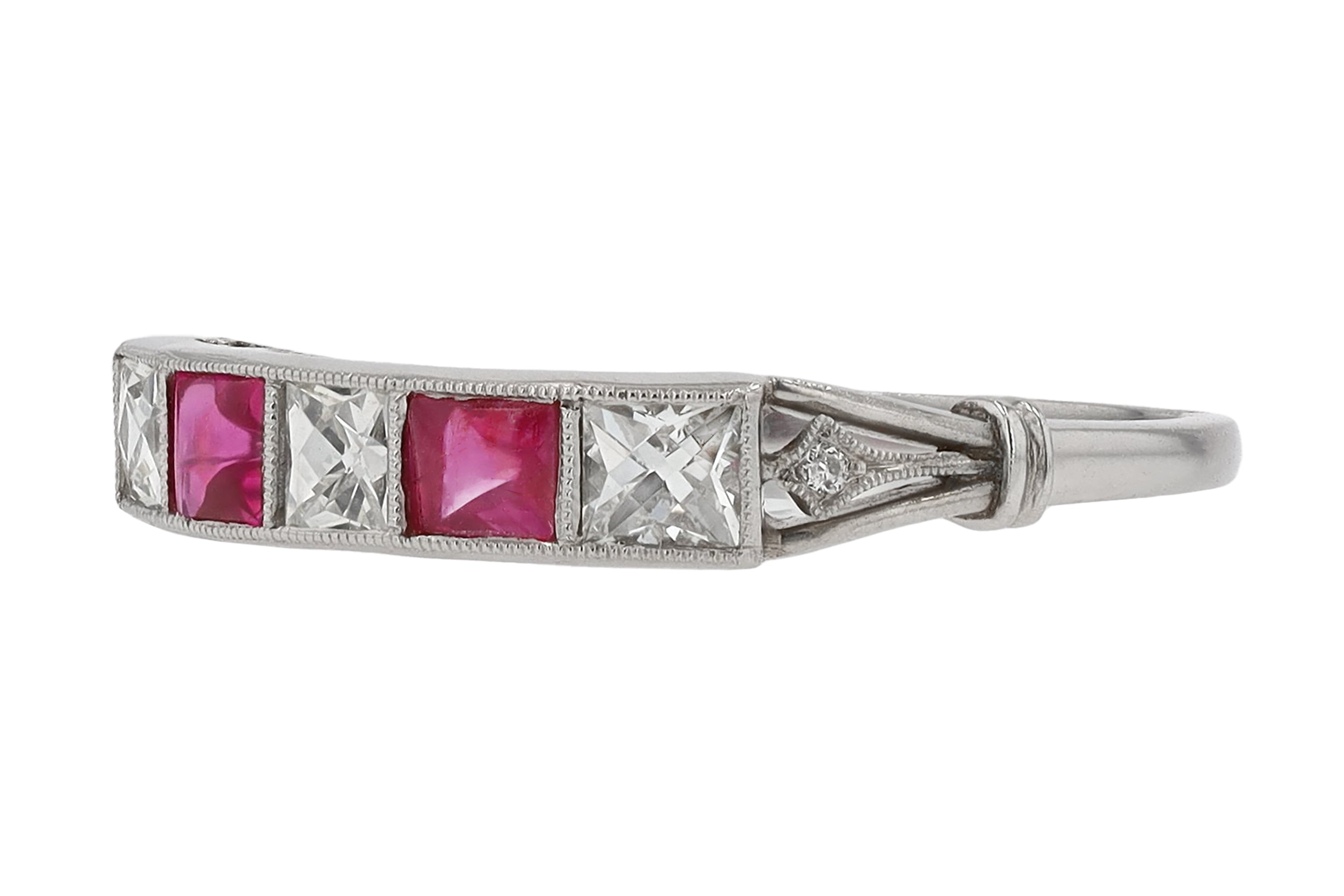 Art Deco 1920s French Cut Diamond Ruby Band