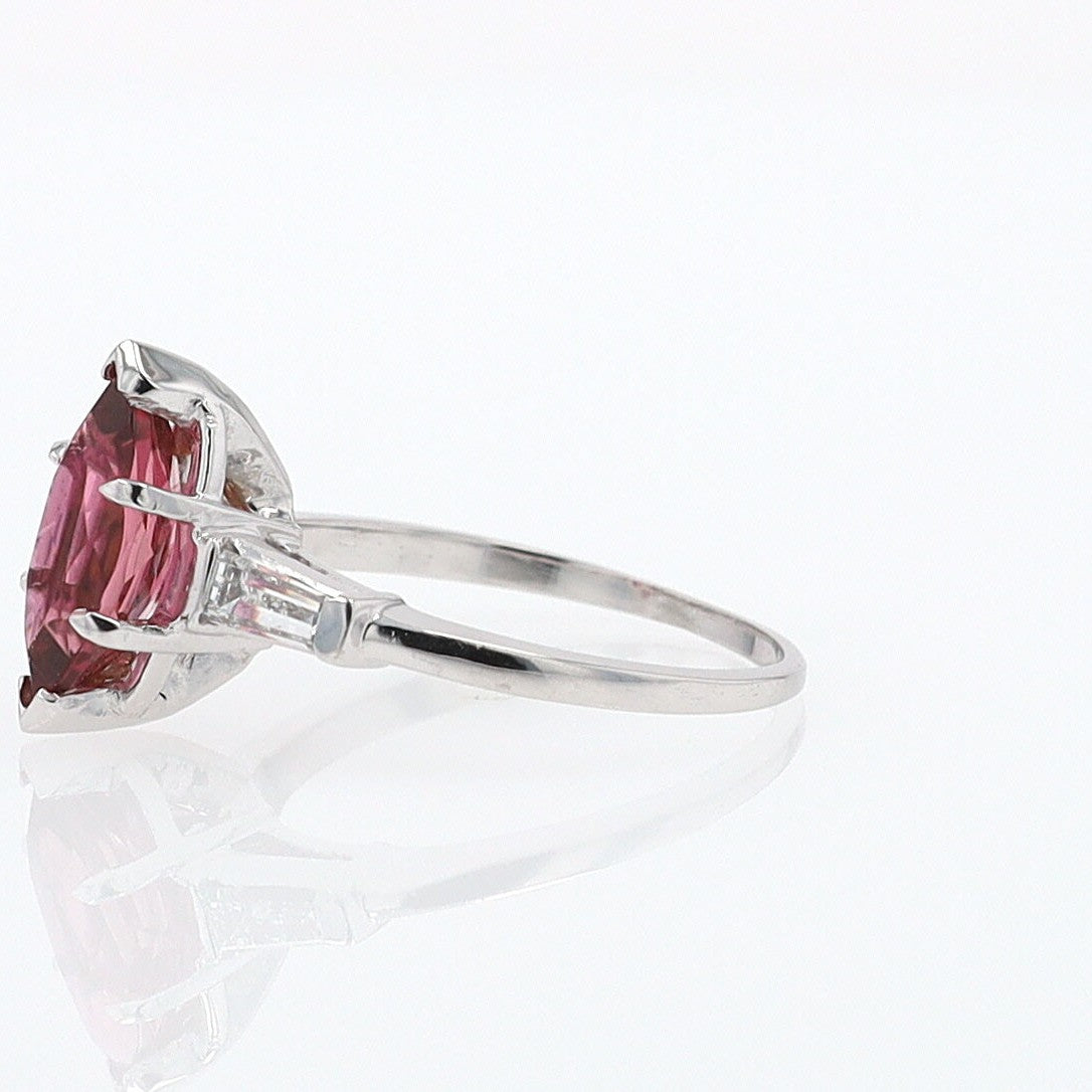 Art Deco 1.25 Carat Pink Tourmaline Marquise Antique Engagement Ring