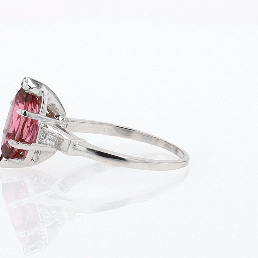 Art Deco 1.25 Carat Pink Tourmaline Marquise Antique Engagement Ring