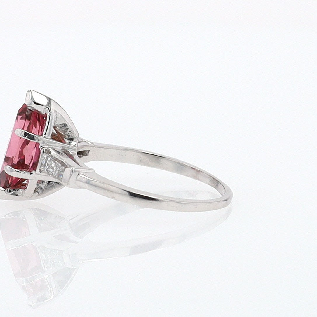 Art Deco 1.25 Carat Pink Tourmaline Marquise Antique Engagement Ring