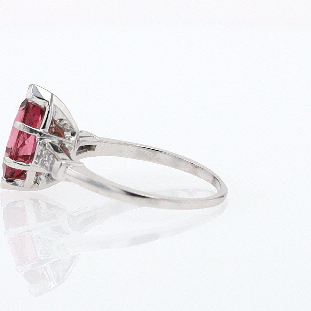 Art Deco 1.25 Carat Pink Tourmaline Marquise Antique Engagement Ring