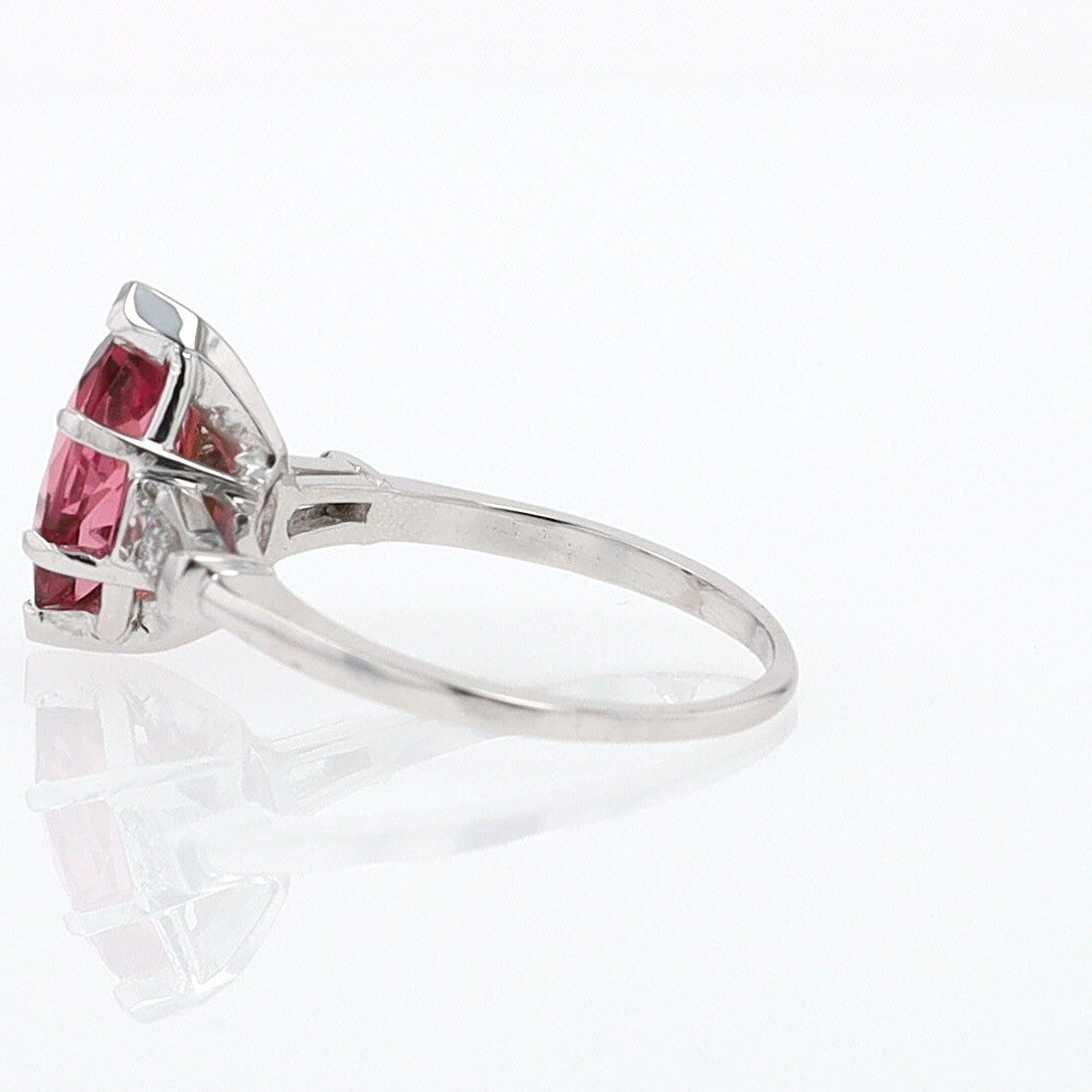 Art Deco 1.25 Carat Pink Tourmaline Marquise Antique Engagement Ring