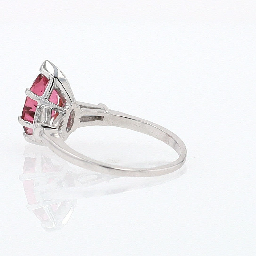 Art Deco 1.25 Carat Pink Tourmaline Marquise Antique Engagement Ring
