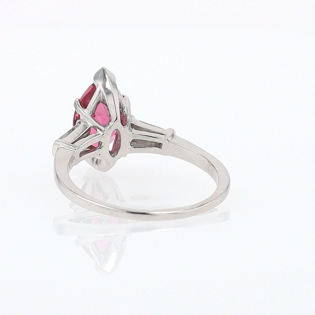 Art Deco 1.25 Carat Pink Tourmaline Marquise Antique Engagement Ring