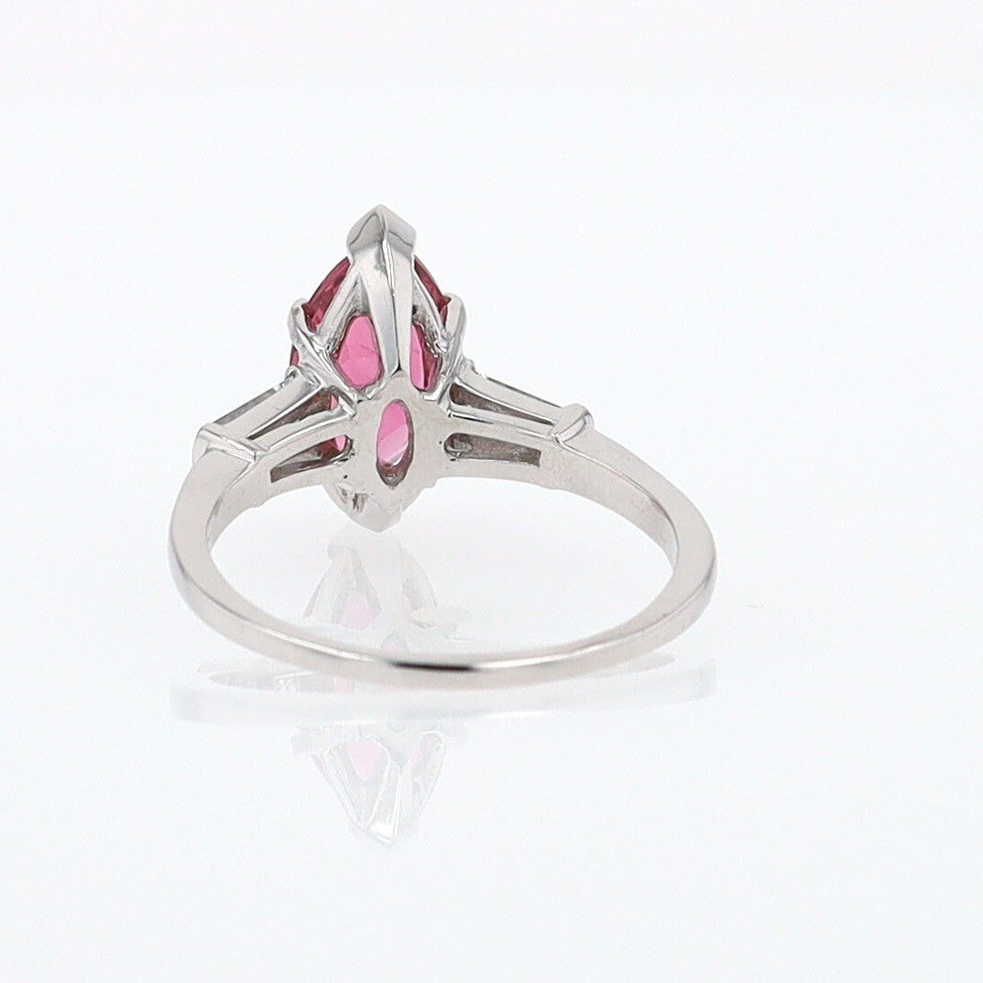 Art Deco 1.25 Carat Pink Tourmaline Marquise Antique Engagement Ring