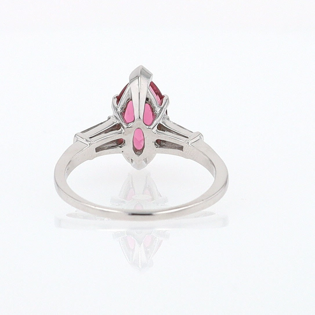 Art Deco 1.25 Carat Pink Tourmaline Marquise Antique Engagement Ring