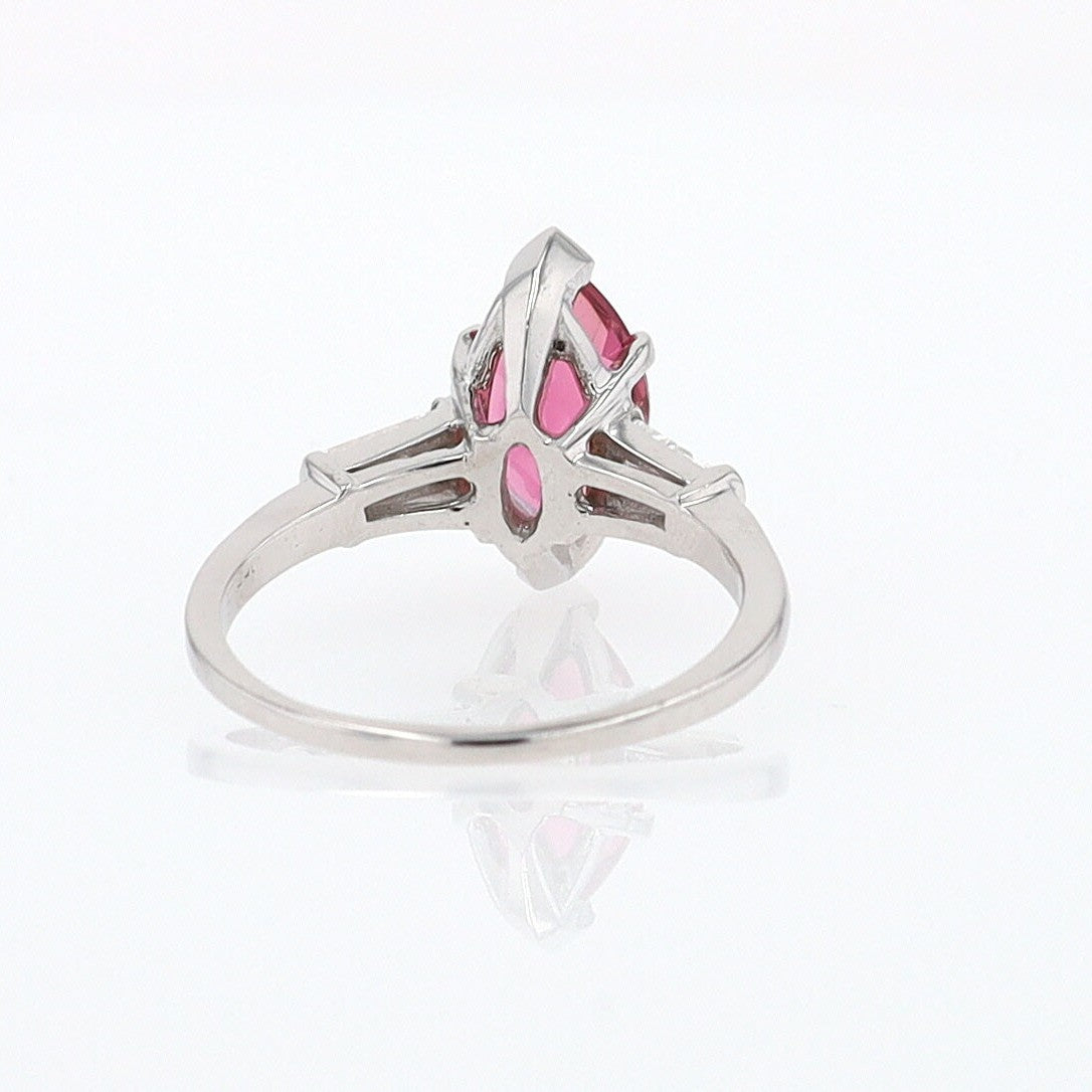 Art Deco 1.25 Carat Pink Tourmaline Marquise Antique Engagement Ring