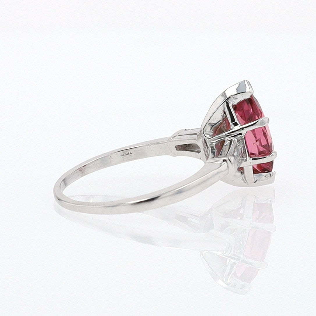 Art Deco 1.25 Carat Pink Tourmaline Marquise Antique Engagement Ring