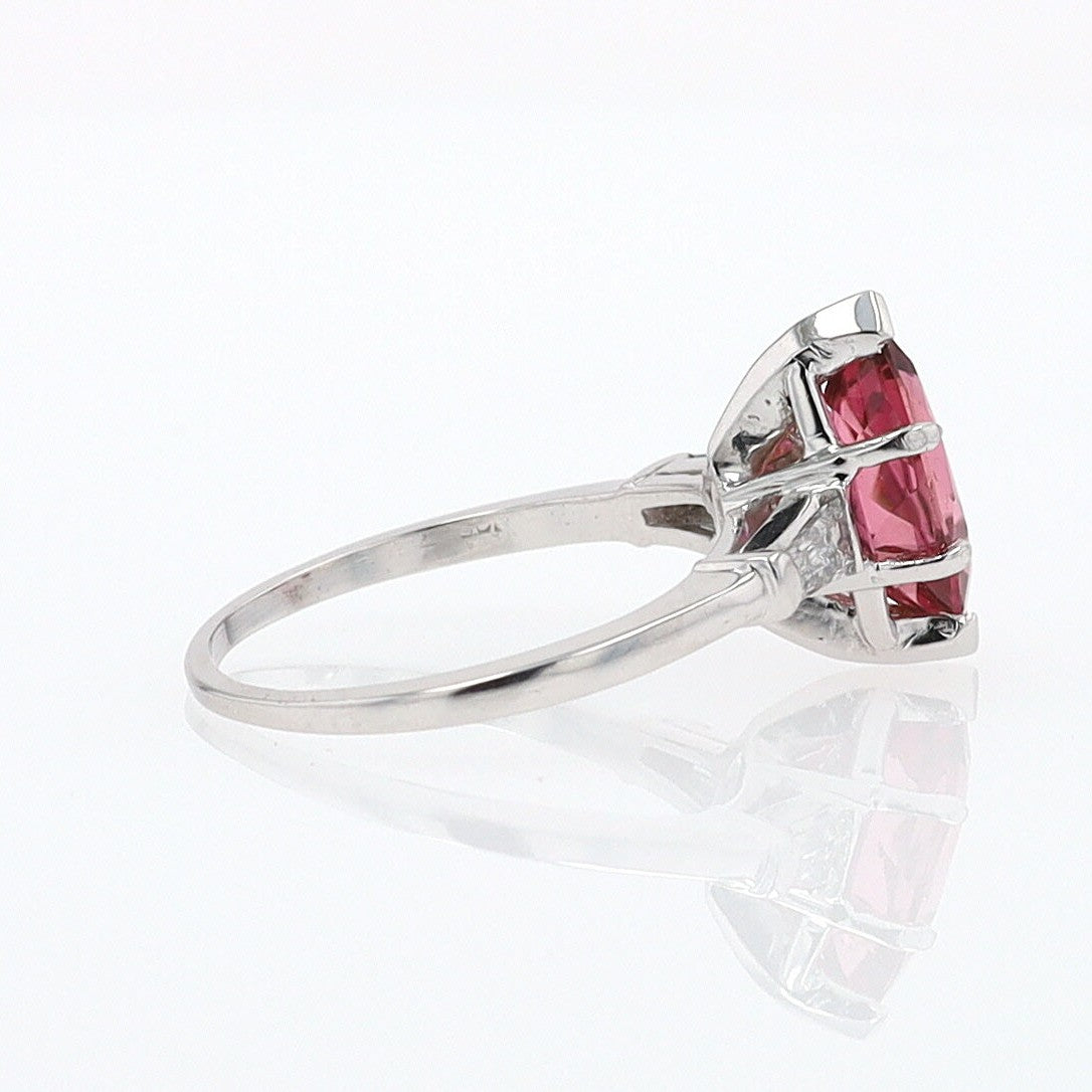 Art Deco 1.25 Carat Pink Tourmaline Marquise Antique Engagement Ring