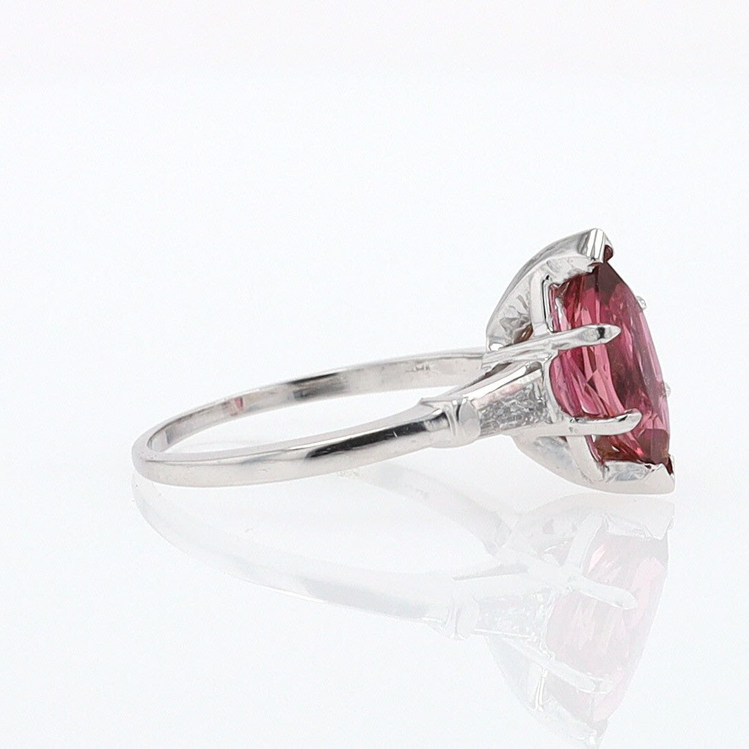 Art Deco 1.25 Carat Pink Tourmaline Marquise Antique Engagement Ring