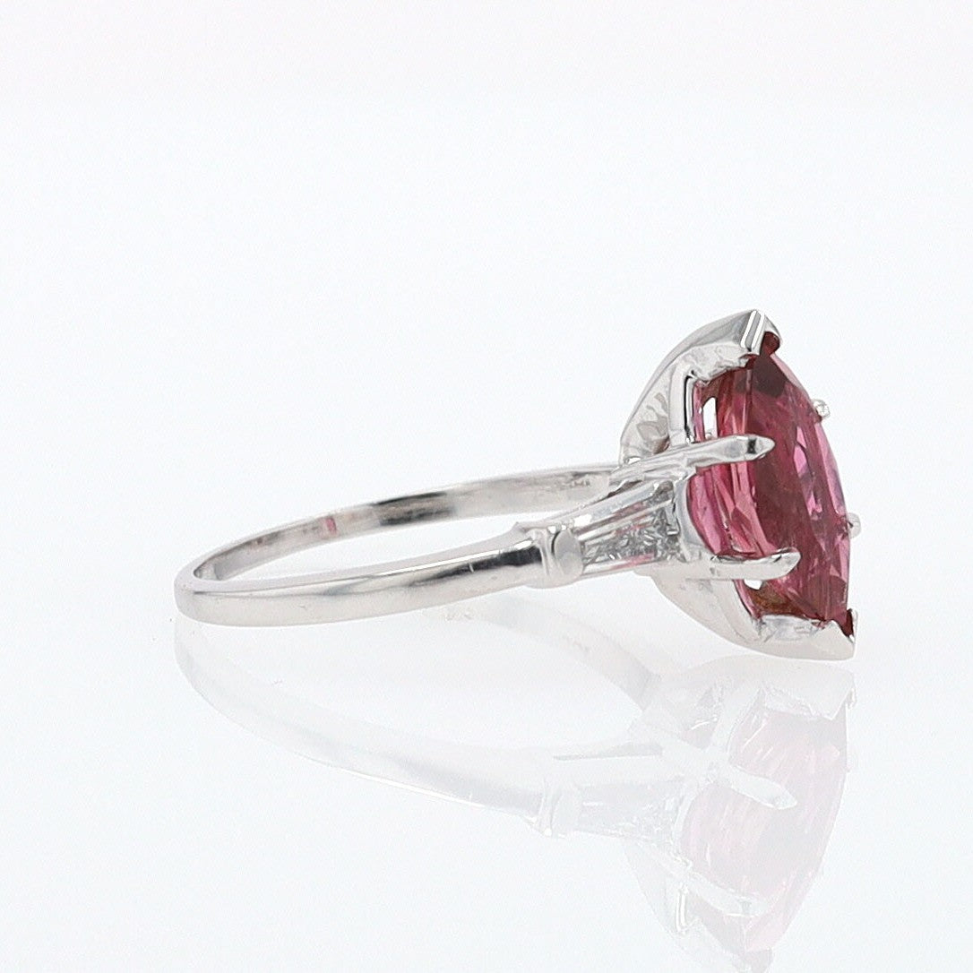 Art Deco 1.25 Carat Pink Tourmaline Marquise Antique Engagement Ring